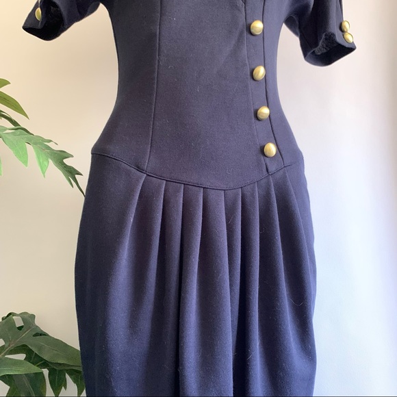 Elegant Black Dress with Gold Button Accents - Picture 6 of 14